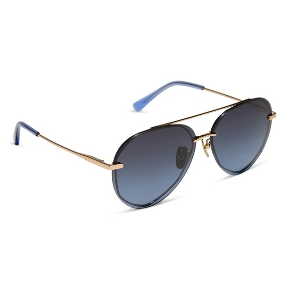DIFF Lenox Aviator Sunglasses in Gold Blue Gradient - Picture 4 of 11